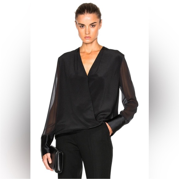 rag & bone Tops - Rag & Bone Black Sheer Sleeve Blouse